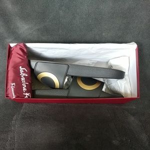 Salvatore Ferragamo Black & Gold Sandals